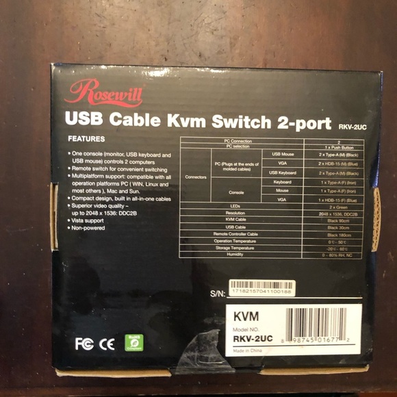 USB Cable KVM Switch 2-port. New in Box - Picture 3 of 3